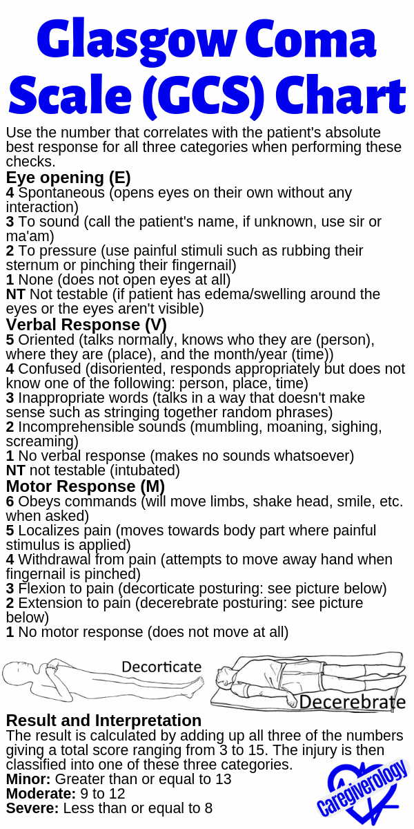 Glasgow Coma Scale Chart