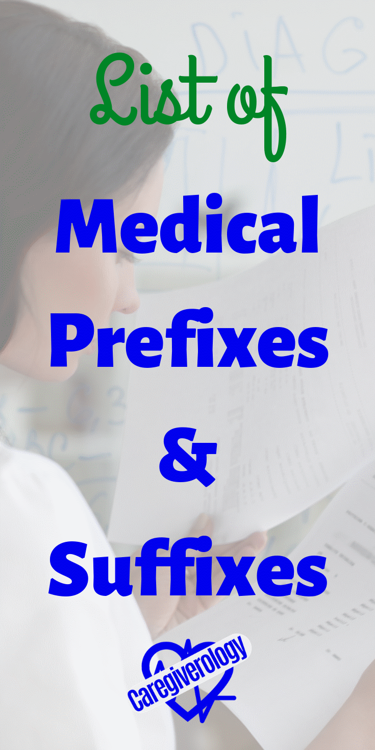 List of medical prefixes and suffixes
