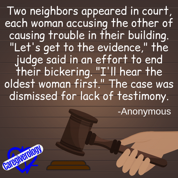 I'll hear the oldest woman first