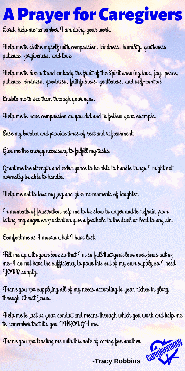 A Prayer for Caregivers by Tracy Robbins