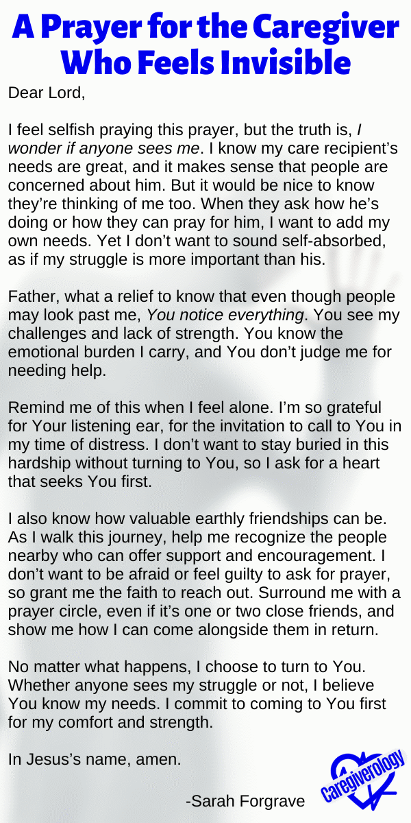 A Prayer for the Caregiver Who Feels Invisible